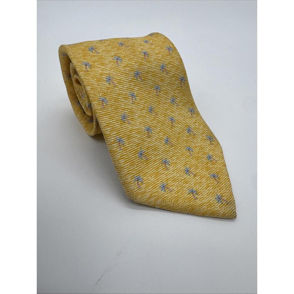 Tommy Hilfiger Men's Tie 100% Silk,  Made In Italy Palm Trees-Loss Threads